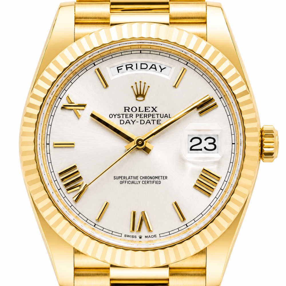 Rolex Day-Date 40MM 228238 18K Yellow Gold Silver Dial Watch
